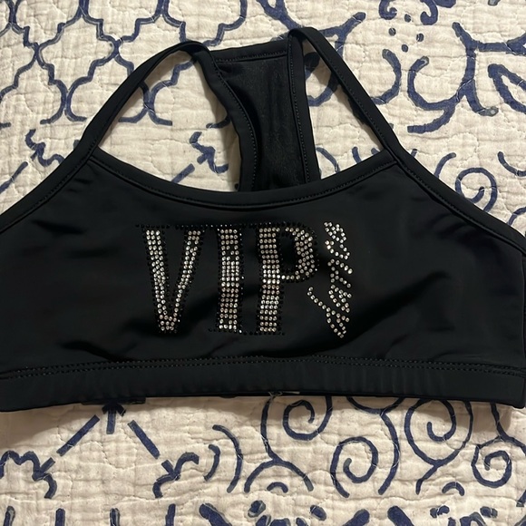 4/$20 Trendy Trends medium dance top. 8-10. Black VIP dance in silver bling. - Picture 1 of 5